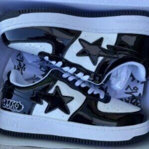 🔥 BAPE Bapesta Low | Black/White Patent | NIB | Retail $325 | Variety of Sizes